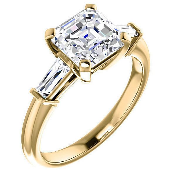 Generic 3.00 CT Asscher Cut Colorless Simulated Diamond Engagement Ring, Wedding/Bridal Ring, Sterling Silver Unique Vintage Antique Anniversary Promise Rings for Her, white3