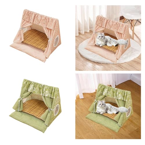 Image of CALANDIS Cat Tent House Creative Summer Breathable Window Pet Bed Dog Tent for Kitten Pink | Beds | Cat Supplies