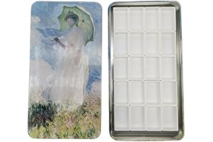 Empty Metal Paint Tin Case with 20 Watercolor Pans