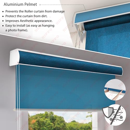 Image of HIPPO 180 GSM HDPE Outdoor Balcony Roller Blind with UV & Dust Protection- Smooth Corded Roll-Up & Down System, Light Filtering Shade for Balcony & Garden Use (Greece-Blues, 3FTX8FT)
