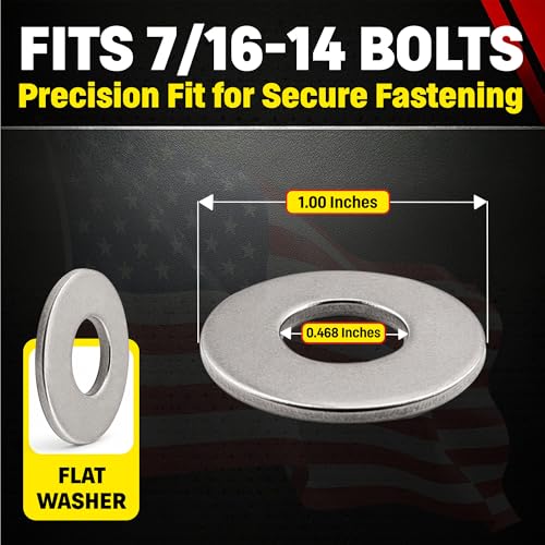 Image of Stainless 7 /16-14 Flat Washer, 304 Stainless Steel, 50 Pieces (7 /16-14 Flat Washer)