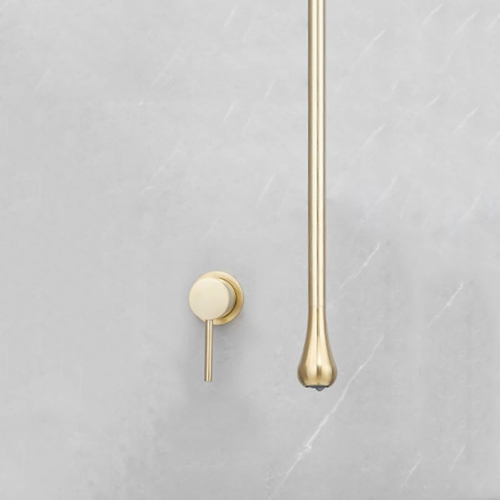 VITIWEDTY Wall Mounted Brass Basin Mixer Faucet Hot and Cold Single Handle Concealed Sink Tap for Bathroom Vanity Basin (Brushed Gold)