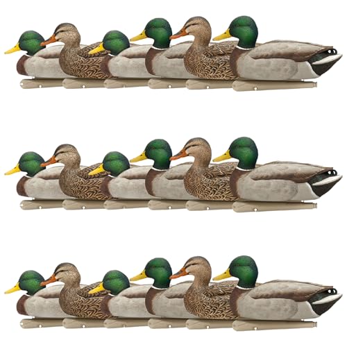 Avian-X Top Flight Open Water Mallard Duck Decoys, Ultra Realistic Floating Hunting Decoys with Weight Forward Swim Keel, Multicolor, 6 Pack (3 Pack)