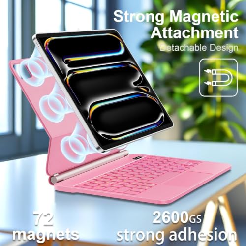Image of GGQFGTOJ for iPad Pro 13 Inch Case with Keyboard (M5 /M4, 2025 /2024),Magic-Style Magnetic - 7 Colors Backlight -Floating Cantilever Stand - Multi-Touch Trackpad Keyboard Case for iPad Pro 13