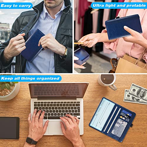 Acdream Checkbook Cover, Leather Rfid Blocking Check Book Wallet, Protective Premium Business And Personal Duplicate Checks Holder, With Credit Card Slot For Women Men, Navy Blue #TOP4