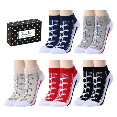 Socks That Look like Shoes - 5 Pack Gag Sneaker Socks for Women, Funny Gifts for Her