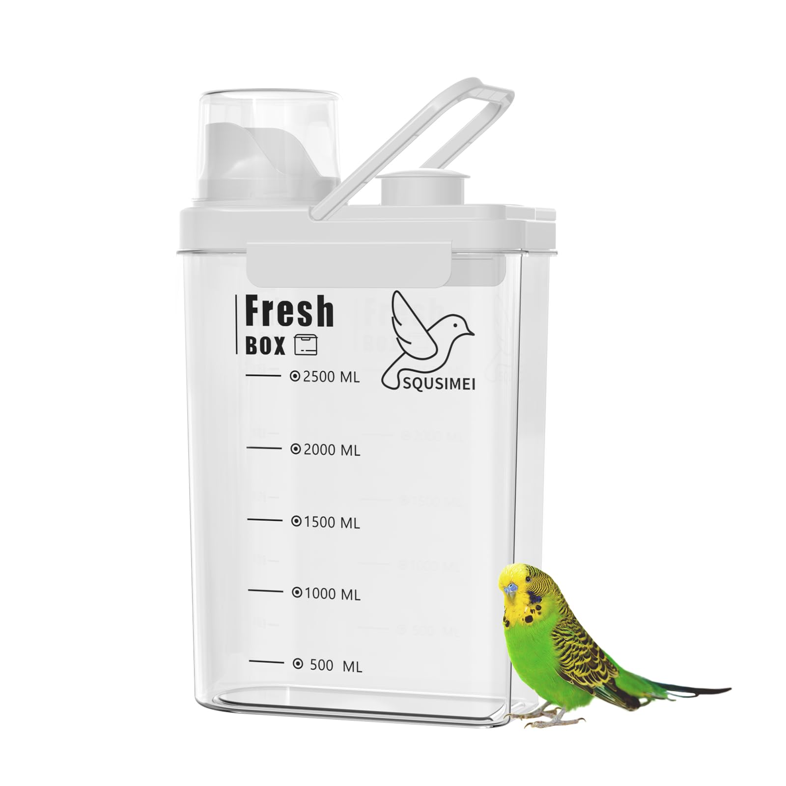 SQUSIMEI 3 Qt/2.8 L Bird Seed Storage Container - feeding and watering supplies pet | Mubboo