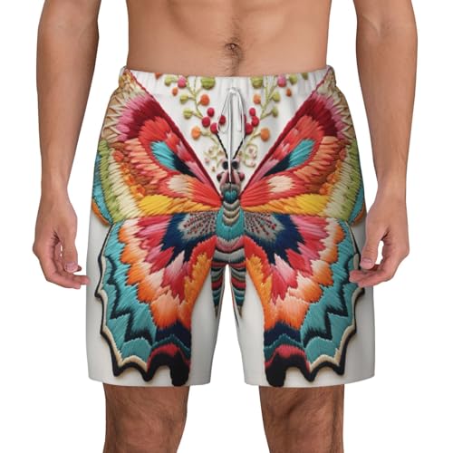Pantalones cortos de natación transpirables y de secado rápido con bordado colorido de playa