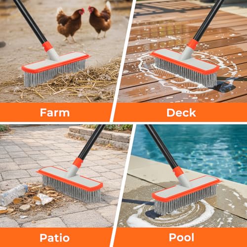 MAVRIZ Stainless Steel Floor Scrub Brush with Long Handle - Heavy Duty Deck Brush for Concrete Cleaning, Outdoor Broom for Moss Removal, Wire Brushes for Scrubbing Patios, Driveways & Pools - Thumbnail 7