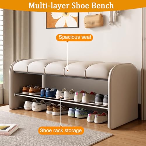 Banc de rangement à chaussures noir avec coussin pour l'entrée - 4