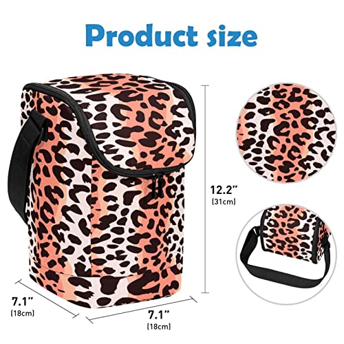 Lonchera grande portátil Leopard Print2 con asa bandolera para llevar recipientes 4