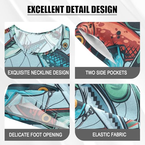 Pajama Short Sets Vintage Colorful Fishing Baits Soft Cotton Summer Sleepwear 2 Piece PJS Size 5-14T3