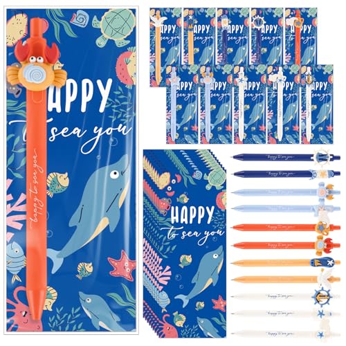 Cartes Happy to Sea You et stylos à bille pour le premier jour d'école