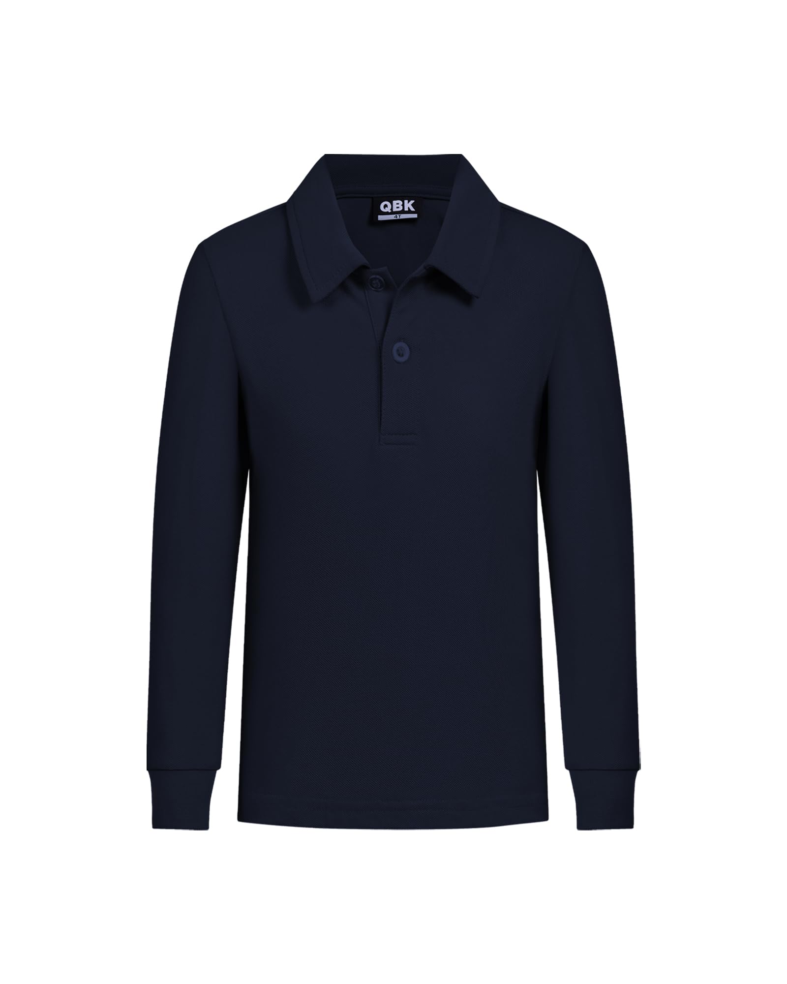 QBK Toddler to Youth Boys' School Uniform Pique Polo Shirts Kids Long Sleeve Collared Golf Shirt