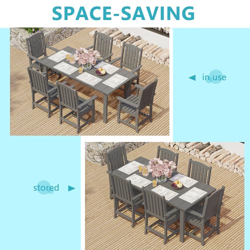 Image of ROCSUMOO Outdoor HDPE Dining Chair Set of 4, Patio Chairs Set with Armrest, All-Weather Durable Outdoor Furniture for Backyard, Garden, Lawn & Poolside, Grey (4 Chairs)