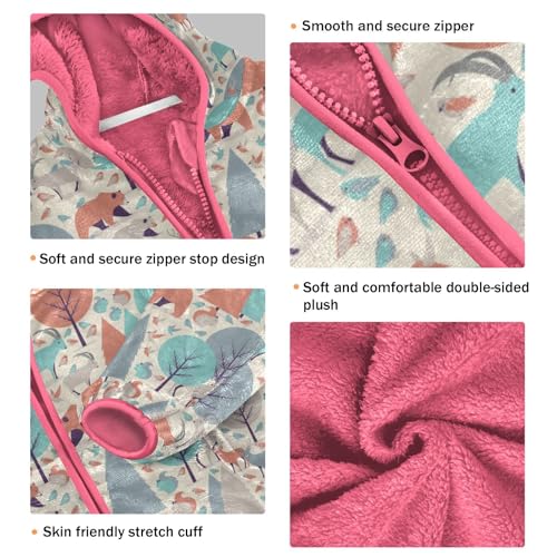 OTVEE Forest Animals Deer Bear Kids Hoodie Jacket Fall Spring Full Zip Warm Outwear Coat3