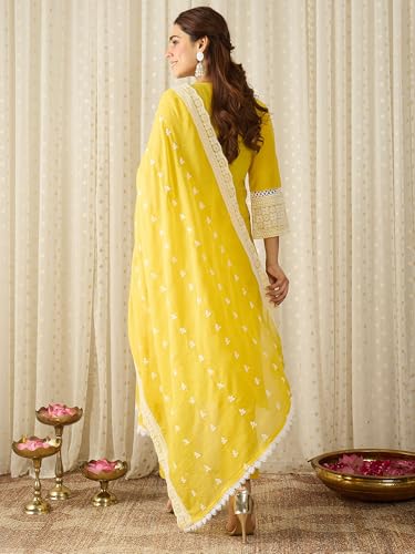 Image of INDO ERA Women Pure Cotton Kurta Set with Dupatta | Festive Suit Set, 10790