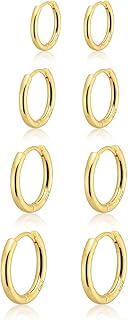 Small Gold Huggie Hoop Earrings Set for Women 14K Gold Plated Hypoallerg...