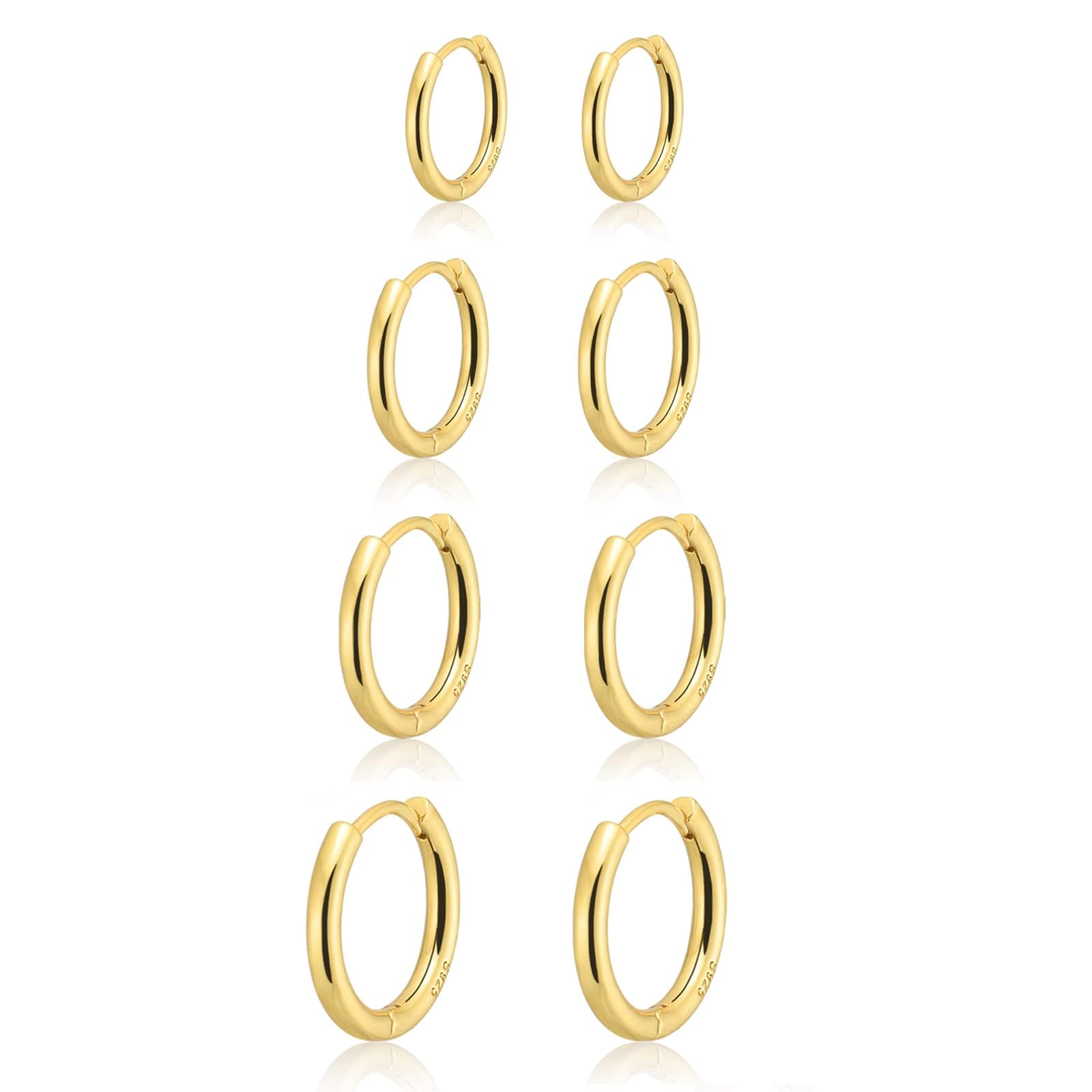 GokeeySmall Gold Huggie Hoop Earrings Set for Women 14K Gold Plated Hypoallergenic Lightweight Earrings for Sensitive Ears Everyday Earrings Sets for Multiple Piercing Cartilage Hoop Earrings Stack JewelryRecycled Claim Standard BlendedRecycled Claim Standard 100