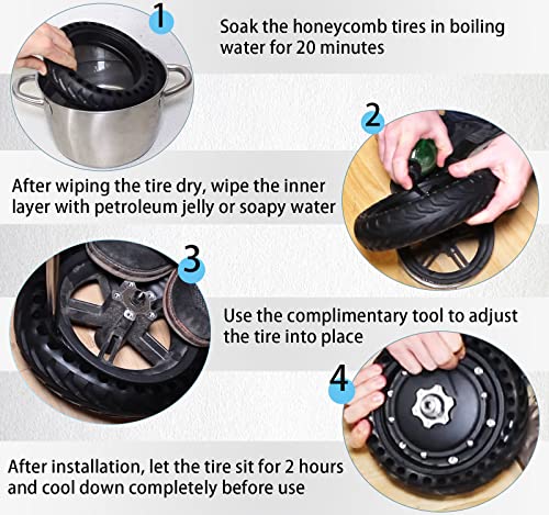 Scooter Solid Tires 8.5 Inch For Xiaomi Mijia M365 Gotrax Gx V2/Gotrax Xr Scooter Solid Tire, Replacement Solid Tires With Installation Tool 2 Pcs #TOP5