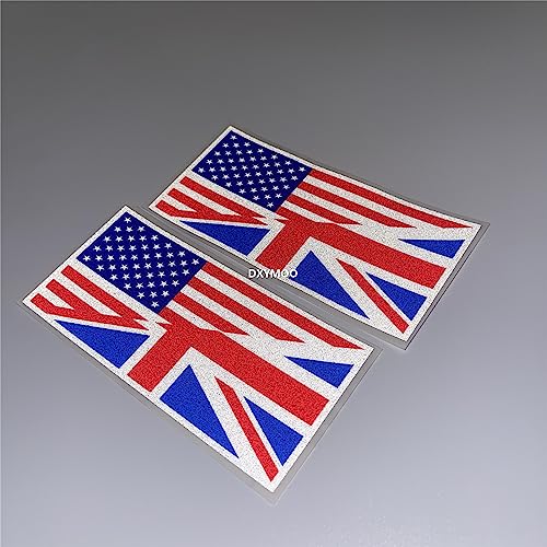 Image of Car Stickers Tape for USA UK British American Flag Merged Union Jack Decal Auto Decoration Window Tail Applique 2PCS 15x7cm