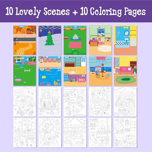 Libro de actividades con calcomanías para perros con páginas para colorear infantiles 6