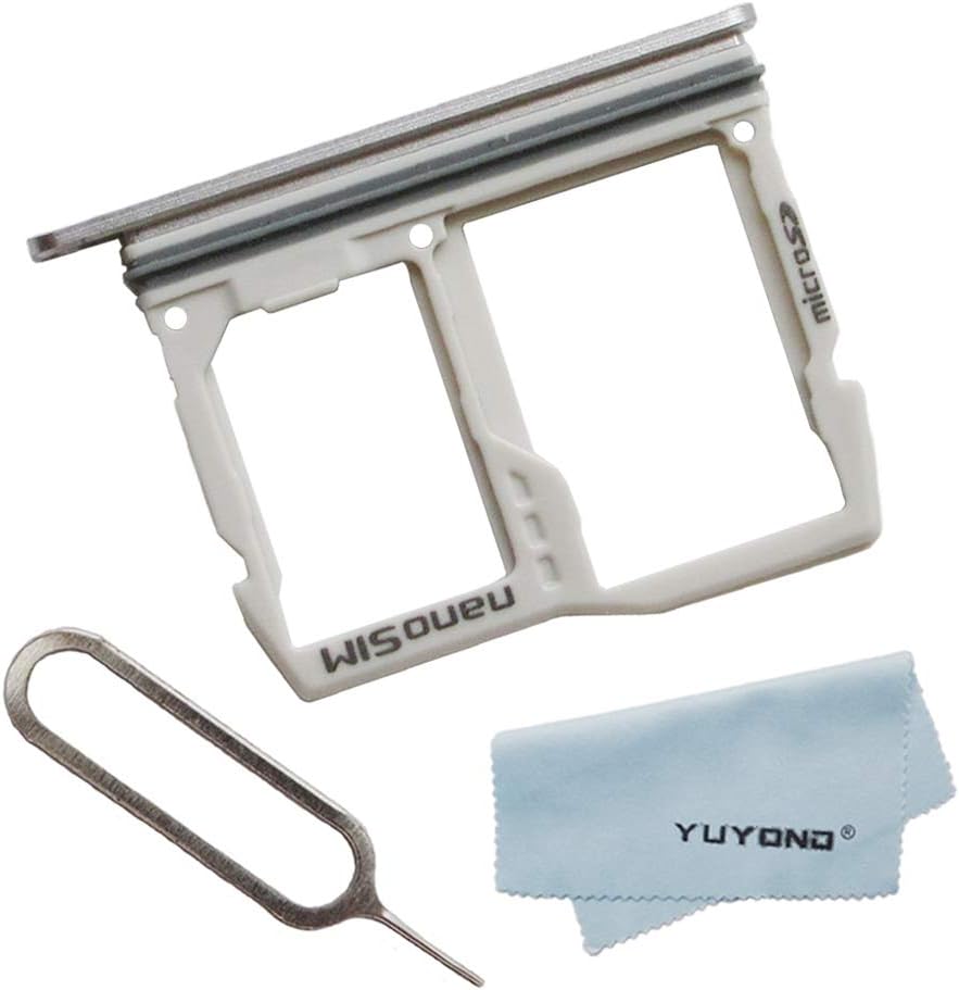YUYOND OEM New Nano Sim Card Tray Slot & Micro SD Memory Card Holder Container Replacement for LG G6 H870 H871 H872 LS993 US997 VS988 + Remover Eject Pin + Clean Cloth (Silver)