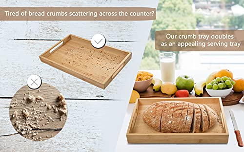 Kitchen Seven Bamboo Bread Slicer With Crumb Tray Bamboo Bread Cutter For Homemade Bread, Loaf Cakes, Bagels Slicer, 3 Slice Sizes, Adjustable, Compact, Foldable #TOP5