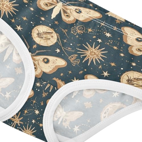 Wusikd Moths Moons Girls' Underwear Cotton Suns Stars Girls Briefs Soft Toddler Underwear 2T4