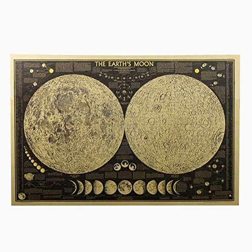 Retro Large Vintage Paper Earth's Moon World Map Poster Wall Chart Home Decor