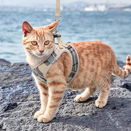 PUPTECK Soft Mesh Cat Harness and Leash Set, Escape Proof Vest Harnesses for Outdoor Walking with Classic Plaid Pattern⦠- Image 7