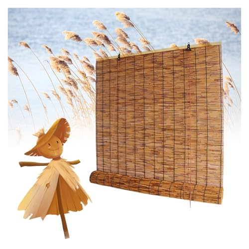 PLWUPE Cortina De Bambú para Exteriores, Natural Carbonización Cortina De Caña, Protección Solar, Protección De La Privacidad, Persianas De Caña para Interior/Exterior(75 * 70cm)