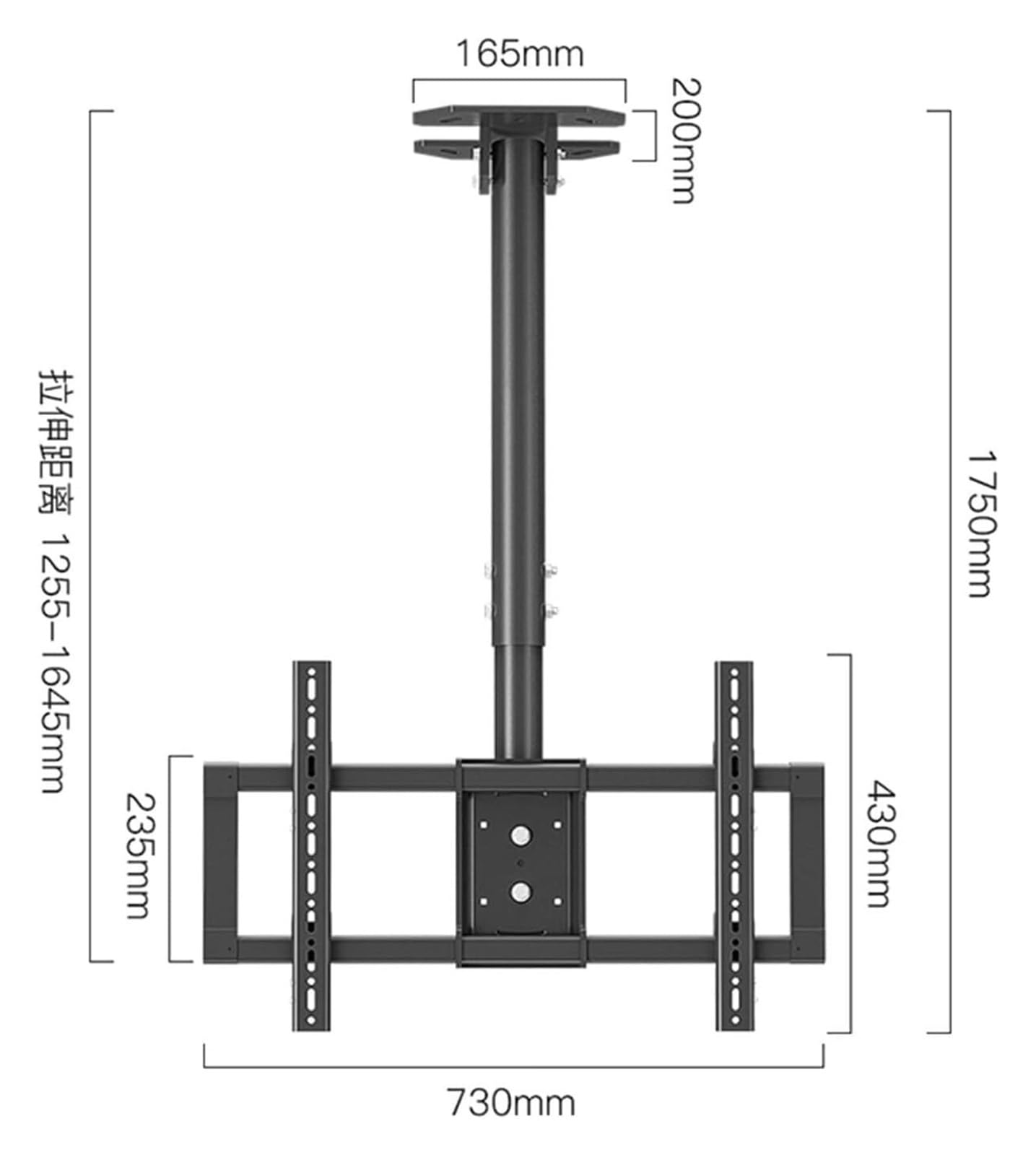 KEuLen Supporto per TV da Soffitto, Supporto da soffitto for TV inclinabile e Girevole, Adatto for TV da 39 a 90 Pollici, Fissaggio con Vite di espansione