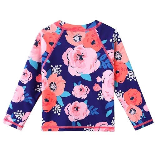 Image of XFGIRLS Girls 2-Piece Swimsuit Long Sleeve Rash Guard Set Toddler 6M-8Y | UPF 50+ blocks 98% UV, Quick-dry, Easy on /off, Bright colors stand out, Machine wash, Breathable, Beach, swim, water park