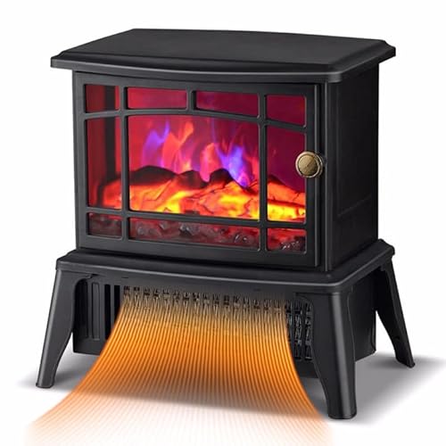 Cheminée Électrique Chauffante 1500W, Cheminee Électrique Effet Flamme 3D, 2 Vitesses Chauffage PTC, Thermostat Réglable et Contrôle Flamme Indépendant, Fausse Cheminée Décorative pour 20㎡ (Noir)