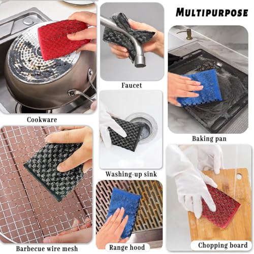 Image of Steel Wool Scrubbers Dish Sponges Kitchen Scrubbing Pads Pot Scrubber for Kitchen Non Scratch, Soft and Fast Cleaning Scrubber (Black)