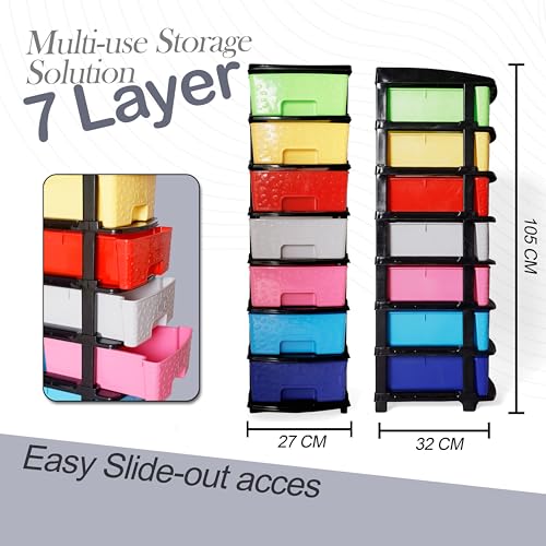 Image of Plastic Modular Drawer Storage Chest Of Drawers Organizer Storage Box, Large Stomo Racks For Multipurpose Anti-slip Shoes Organizers (Multi, 7 Layer)