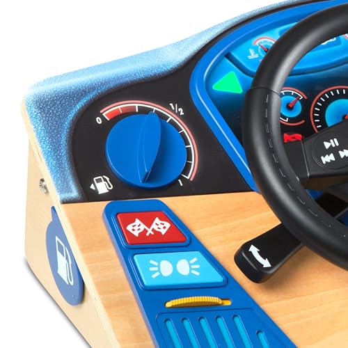 Melissa & Doug 31705 Vroom & Zoom Interactive Wooden Dashboard Steering Wheel Pretend Play Driving Toy thumb #3