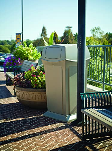 Image of Rubbermaid Commercial Products Ranger Outdoor Trash Can with Lid and Doors, 45-Gallon, Black Plastic, Outdoor Garbage Can /Wastebasket for Parks /Shopping Malls /Festivals /Stadiums