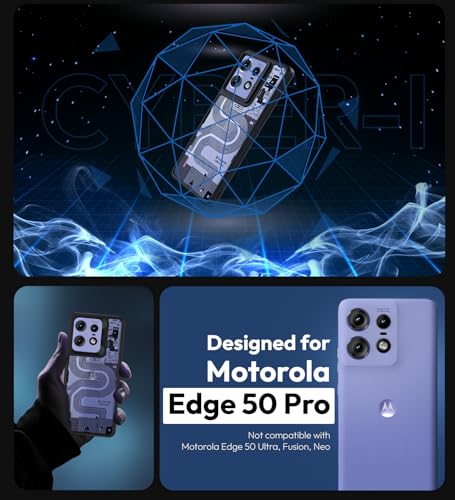 Image of KAPAVER Cyber-i Back Cover Case for Motorola Edge 50 Pro (TPU+PC) (Cyber-i-Black)