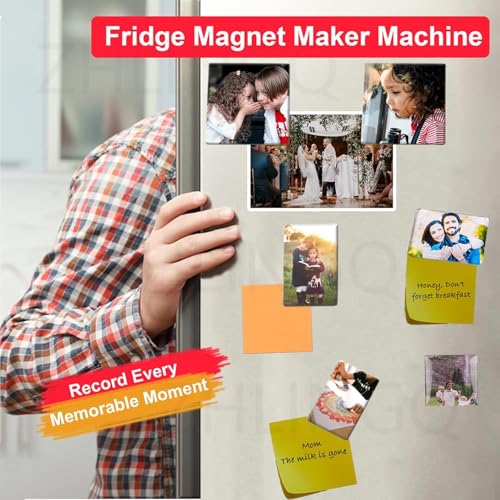 Maszyna do wyciskania magnesów na lodówkę DIY, prostokątny zestaw do robienia magnesów z obcinaczem do papieru + 1000 materiałów magnetycznych, stwórz niestandardowe magnesy na lodówkę