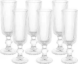 Mimo Style, Jogo de 6 Taças de Champanhe Sleek Vidro Texturizado 140ml Elegantes e Sofisticadas