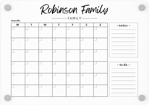 FRIDGE CALENDAR Magnetic Fridge Calendar - Magnetic Monthly Acrylic Calendar - Acrylic Magnetic Kitchen Board - Kitchen Wall Decor