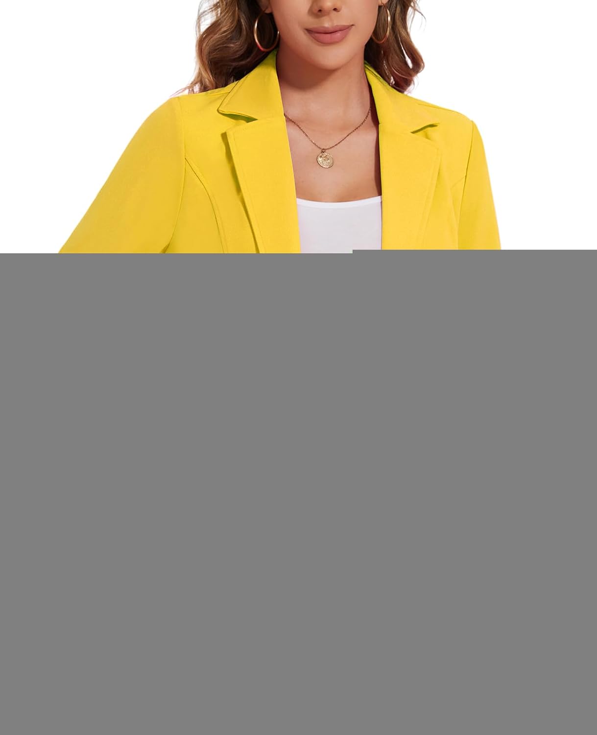 Womens Casual Blazer Jacket Long Sleeve Open Front Work Office Blazers Lapel Button Jackets with Pockets *Yellow,Size L*