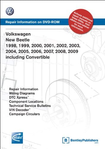 Volkswagen New Beetle 1998, 1999, 2000, 2001, 2002, 2003, 2004, 2005, 2006, 2007, 2008, 2009 including Convertible: Repair Manual on DVD-ROM (Windows 2000/XP)