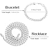 Fewlew Gold/Silver Chain Set - Curb Necklace and Bracelet, Cuban Link, Hip Hop Style for Men (Silver) #1