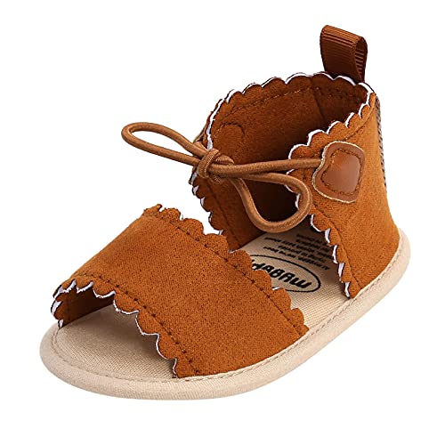 Newborn Baby Cotton Sandals Summer Dots Lace-ups Flat Walking Rubber Soft Sole Non-Slip Sandals
