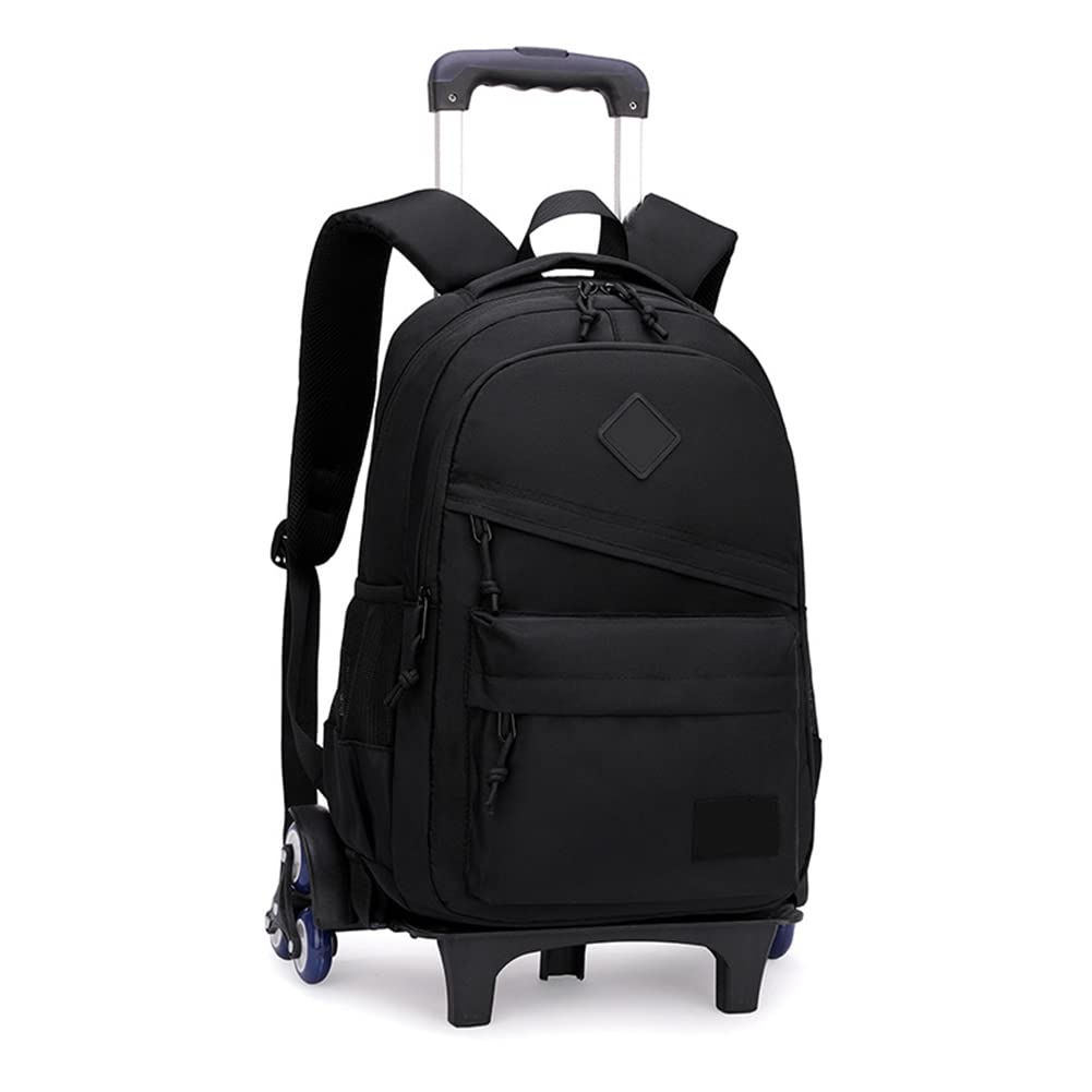 Bambini Zaino Trolley Rolling Zaino Con 6 Ruote Cartella Borsa Trolley per Ragazzi Ragazze Studente Della Scuola Primaria (Nero)
