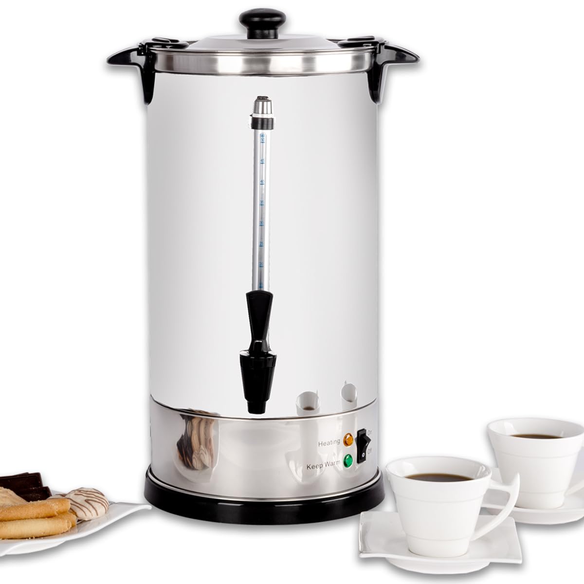 Beeketal 'BGK9' Gastro Rundfilter Kaffeemaschine 9 Liter mit rosftreiem Permanent-Filter, Edelstahl Filterkaffeemaschine doppelwandig mit 2 Heizsystemen (Brühen/Warmhalten) und Füllstandsanzeiger