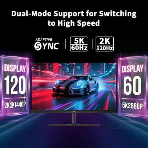 Image of KTC 5K Monitor 27 Inch: Dual Mode 5K (5120x2880) @60Hz / 2K@160Hz Computer Monitor, 99% DCI-P3, 100% sRGB, ΔE＜2, Type-C 65W, HDMI & DP, HDR400, Compatible with Mac mini, H27P3